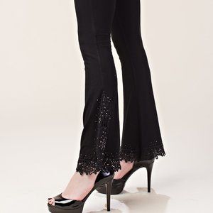 Vocal Apparel Bell Bottom Pants with lace and stones Regular and Plus